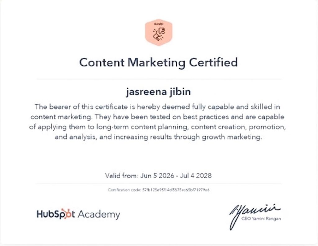 A digital marketing freelancer in ernakulam content marketing certificate